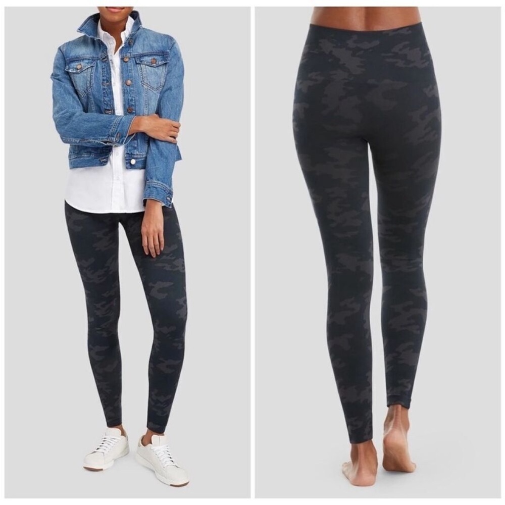 NEW Spanx ecocare black camo leggings sz medium